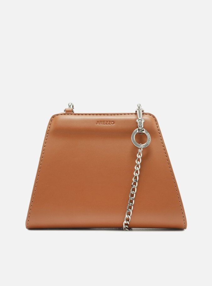 Bolsa Clutch Marrom Pequena Botão