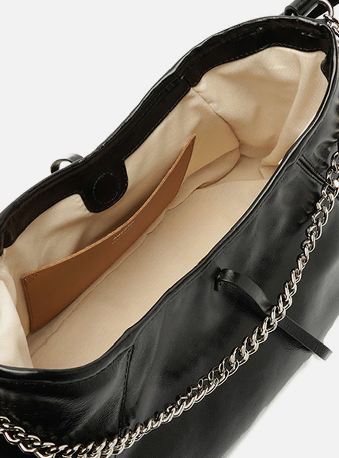 Bolsa Tiracolo Preta Couro Pequena Spikes