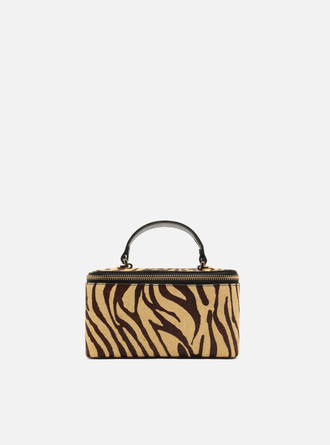 Bolsa Tiracolo Preta Couro Pequena Croco Corrente