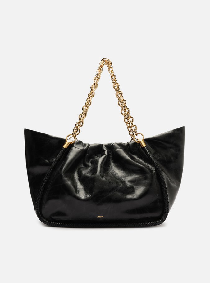 Bolsa Shopping Preta Couro Worn Grande