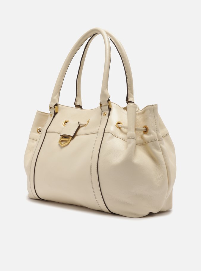 Bolsa Shopping Branca Couro Alicia Média