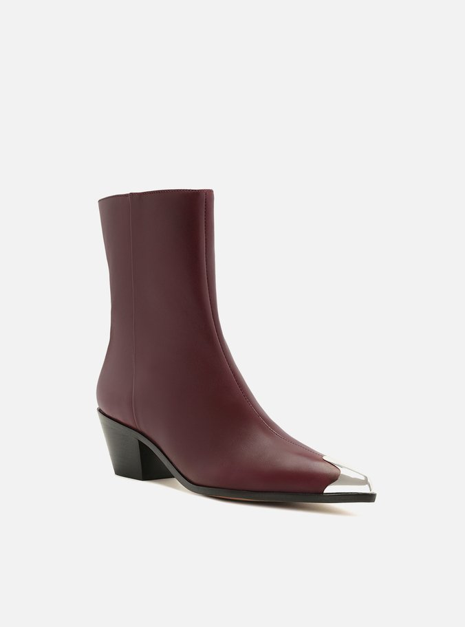 Bota Vinho Couro Cano Curto West Cap Toe Metal