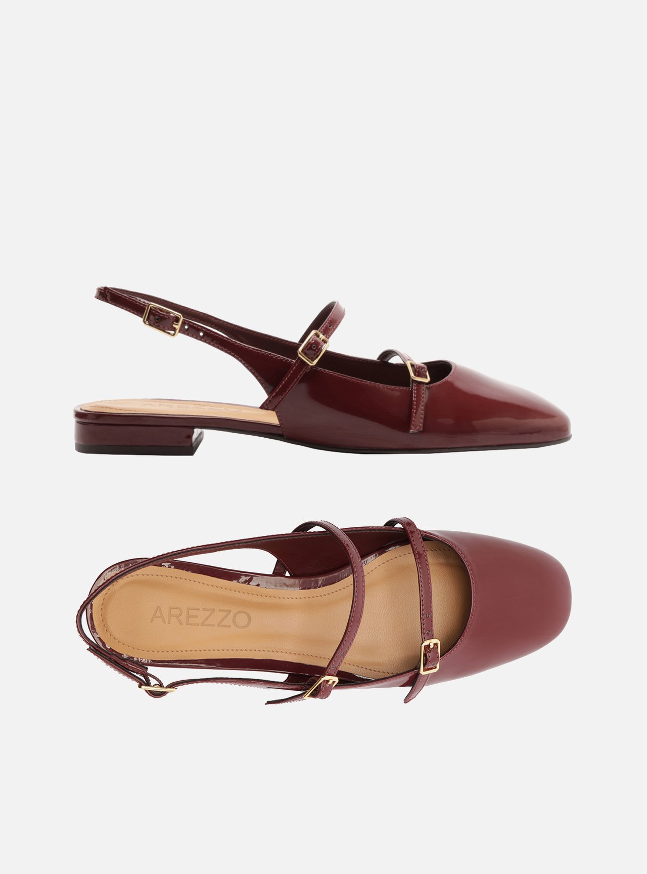 Sapatilha Vinho Verniz Tiras Slingback — foto 6