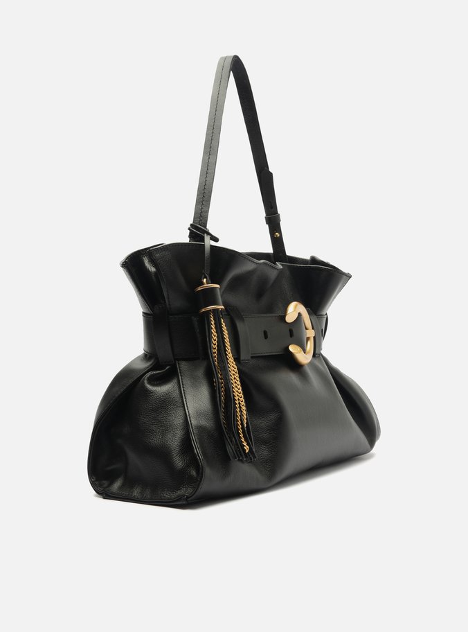Bolsa Tiracolo Preta Couro Isa Média