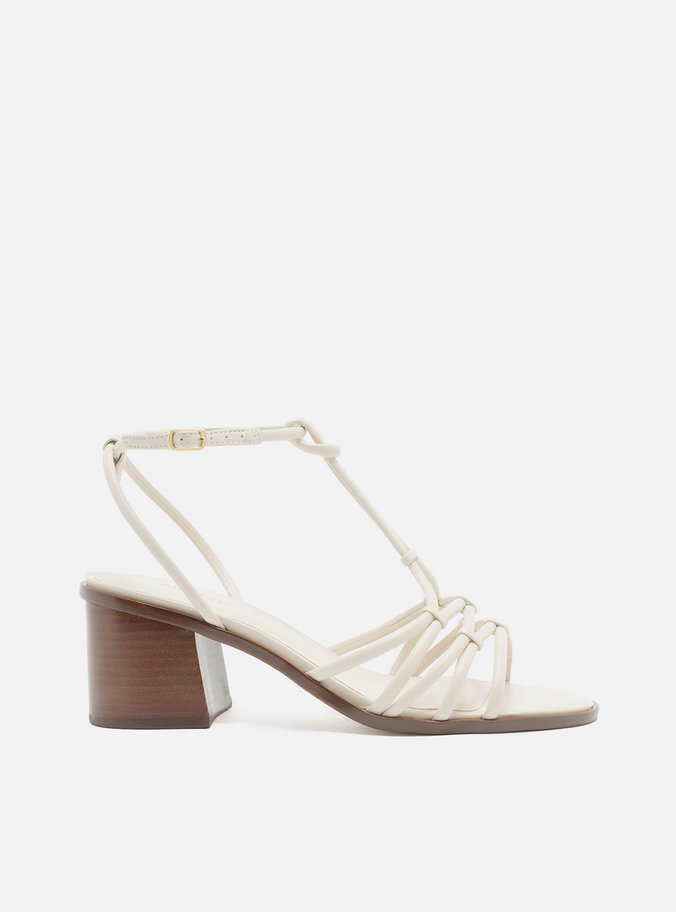 Sandália Off-White Salto Bloco Médio