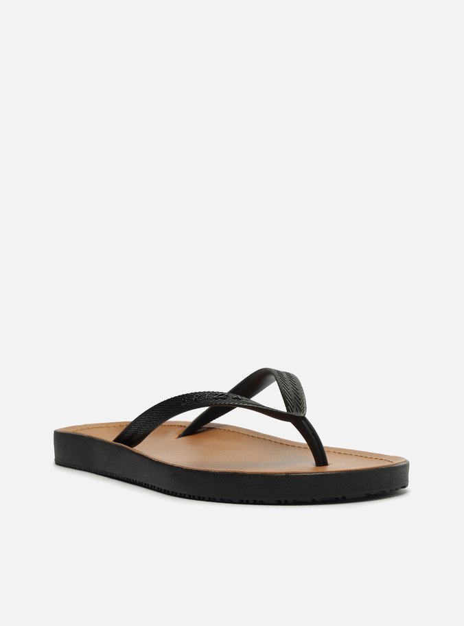 Chinelo de Dedo Preto Palmilha Marrom