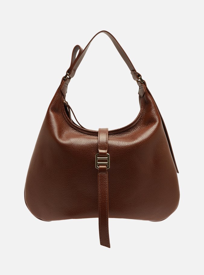 Bolsa Hobo Marrom Couro Metais Dourados