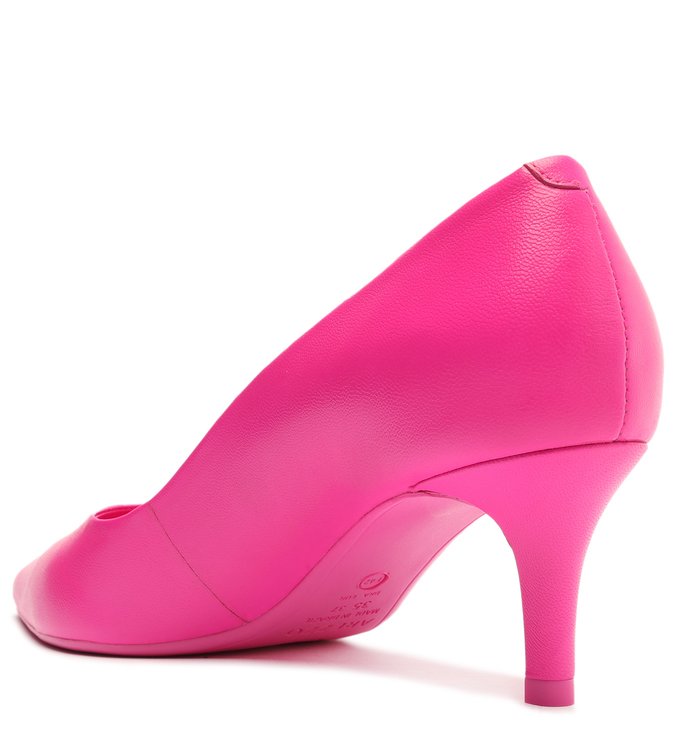 Scarpin Rosa Couro Salto Fino Baixo