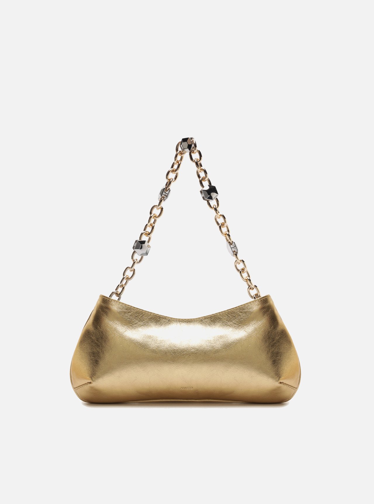 Bolsa Baguete Dourada Couro Média Corrente — foto 1
