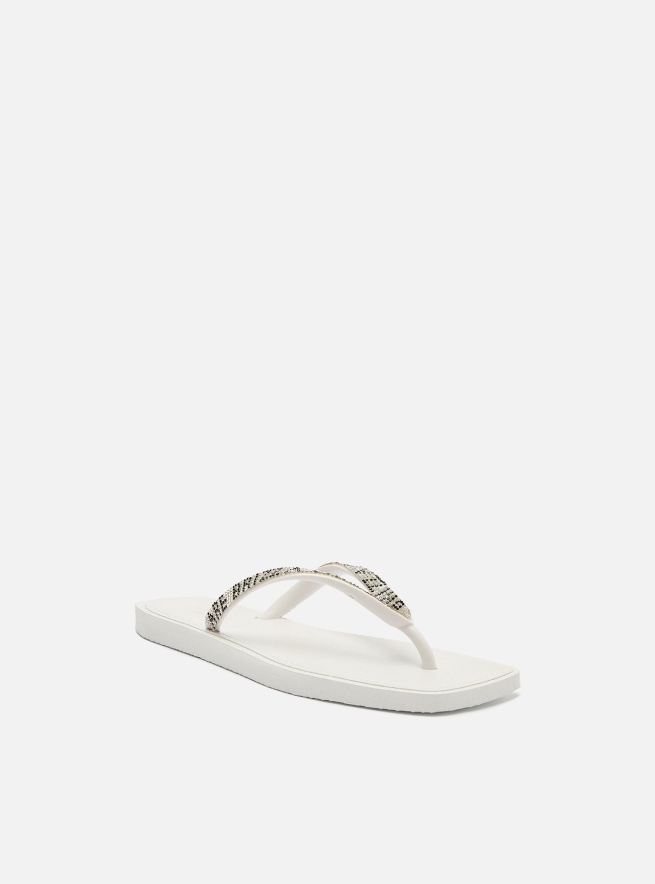 Chinelo de Dedo Branco Square Lettering Strass — foto 2