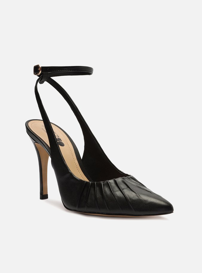 Scarpin Preto Couro Salto Alto Fino Slingback | Arezzo