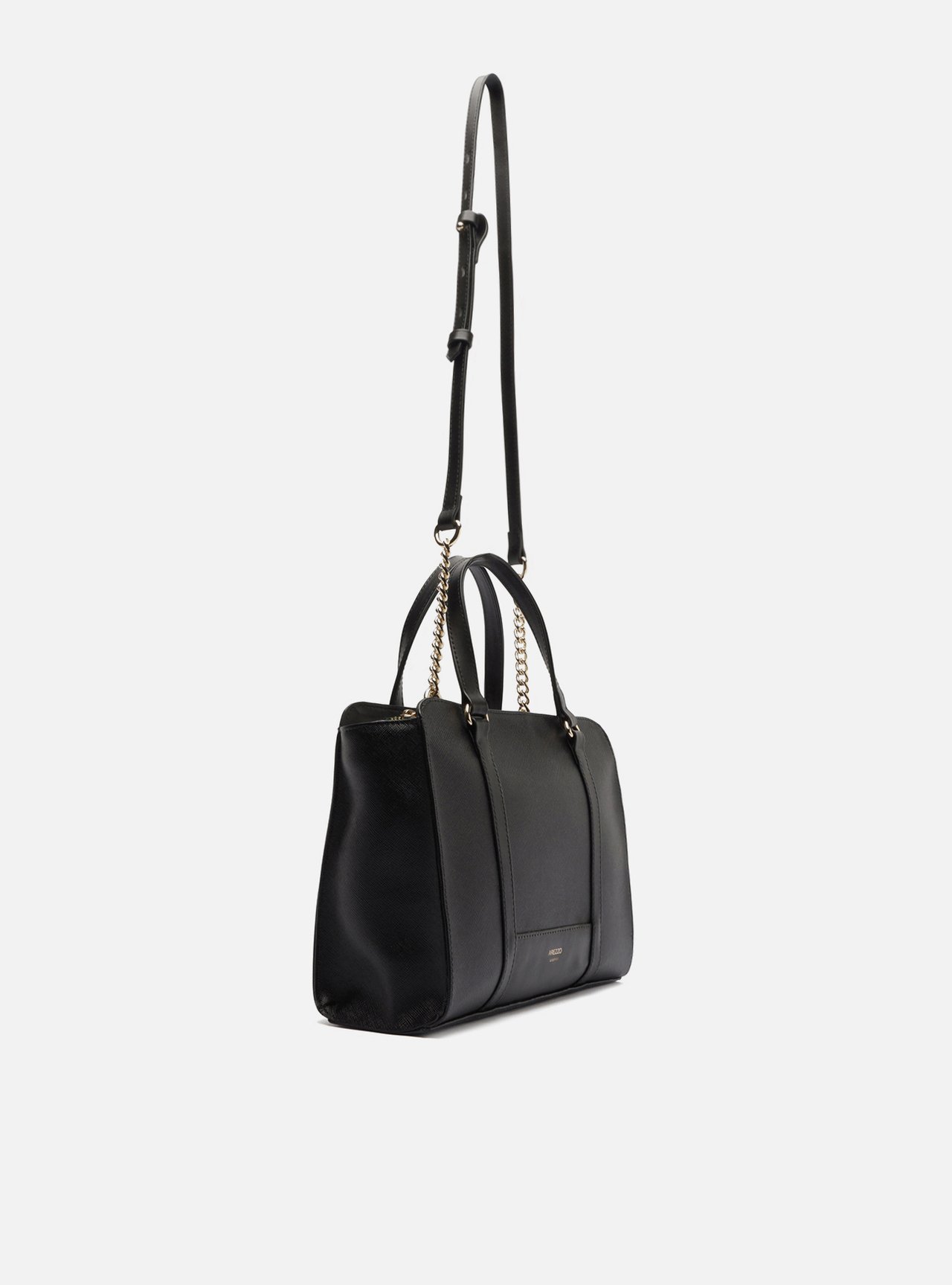 Bolsa Tote Preta Texturizada Grande Corrente — foto 5