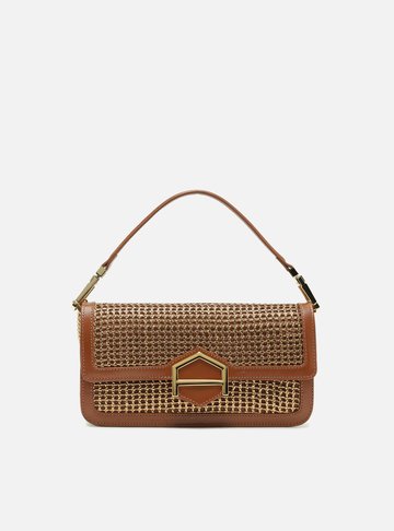 Bolsa Tiracolo Marrom Couro A001 Média Metálica