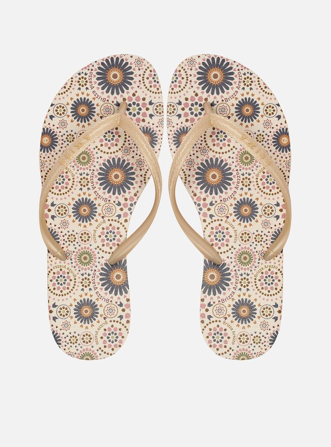 Chinelo de Dedo Dourado Estampa Marrocos Essential