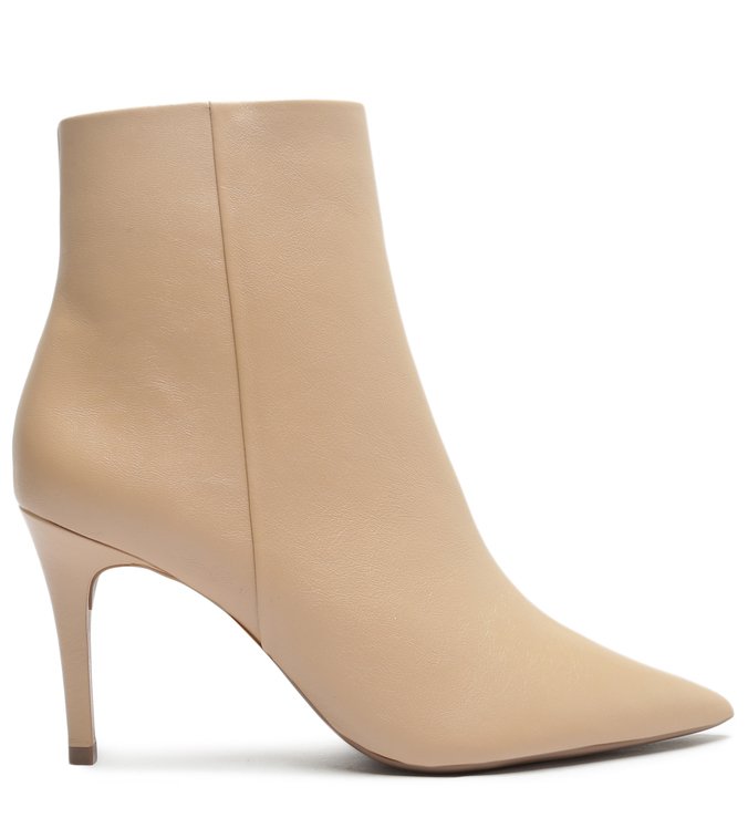 Bota Couro Nude Salto Fino