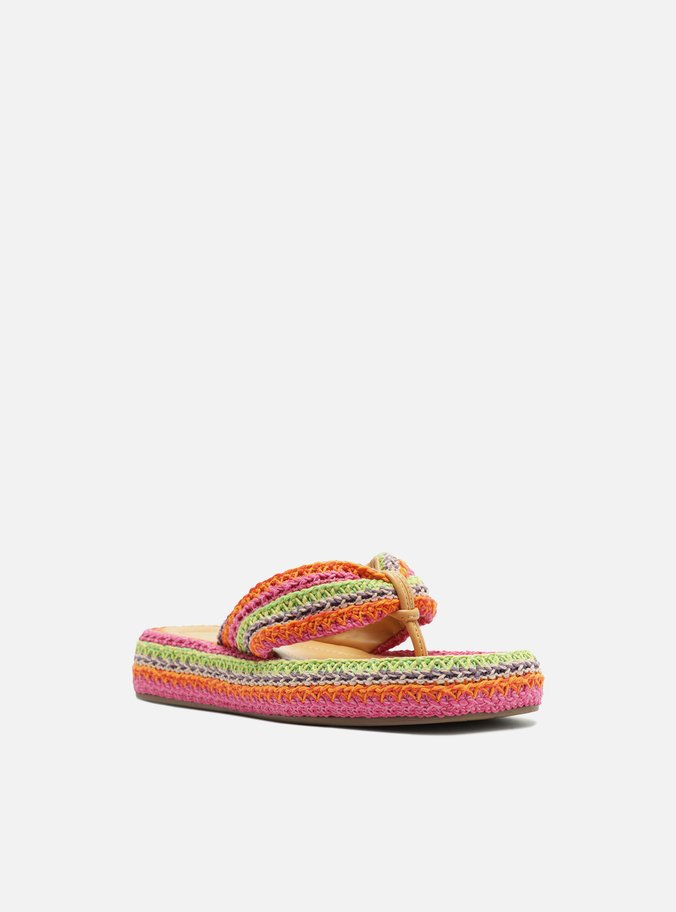 Sandália Colorida Crochê Flatform Flip Flop
