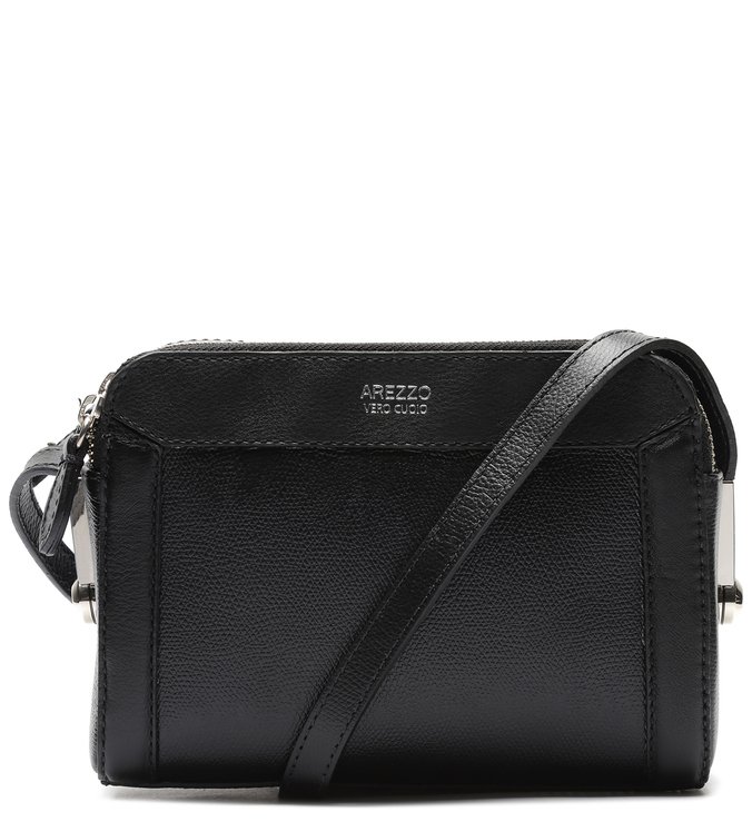 Bolsa Tiracolo Couro Pamella Pequena Preta