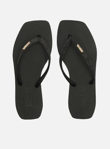 Arezzo — Chinelo de Dedo Preto Bico Quadrado Brizza