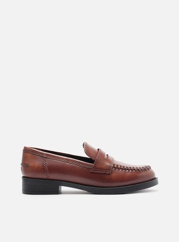Mocassim Caramelo Couro Bloco Costuras