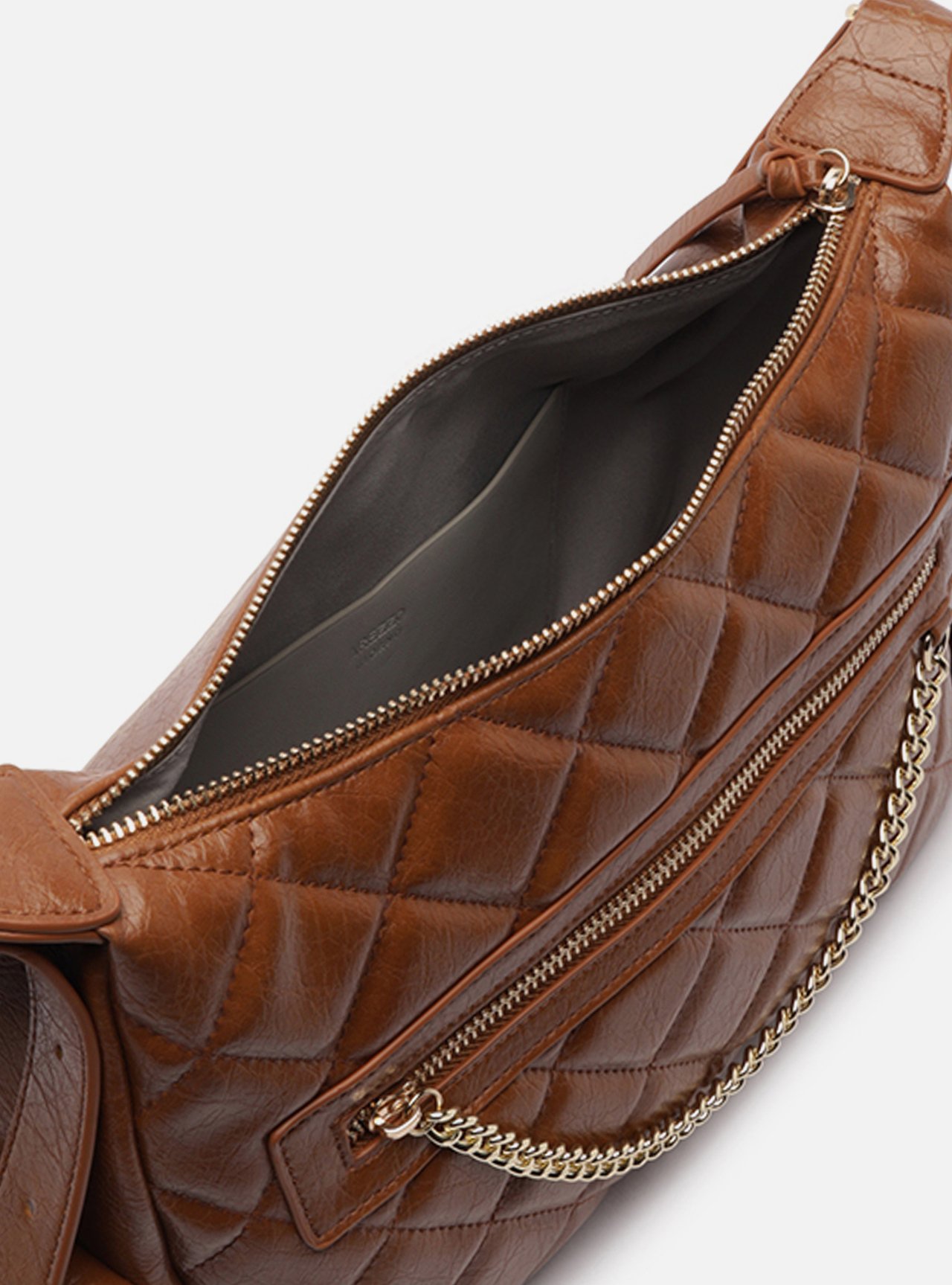 Bolsa Tiracolo Marrom Média Matelassê Bolsos — foto 4