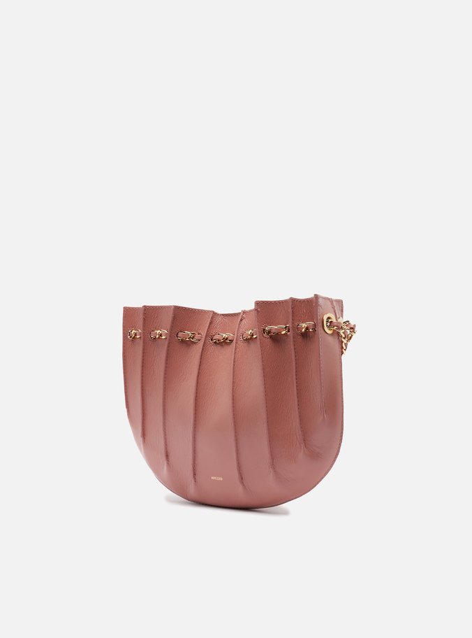 Bolsa Tiracolo Pequena Couro Rosa Blush Corrente