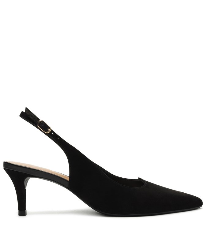 Scarpin Preto Nobuck Slingback Romantic