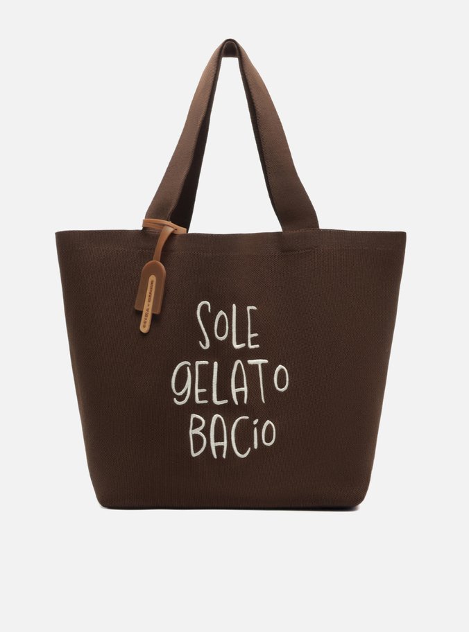 Bolsa Shopping Marrom Crochê Grande Brizza Bacio Di Latte