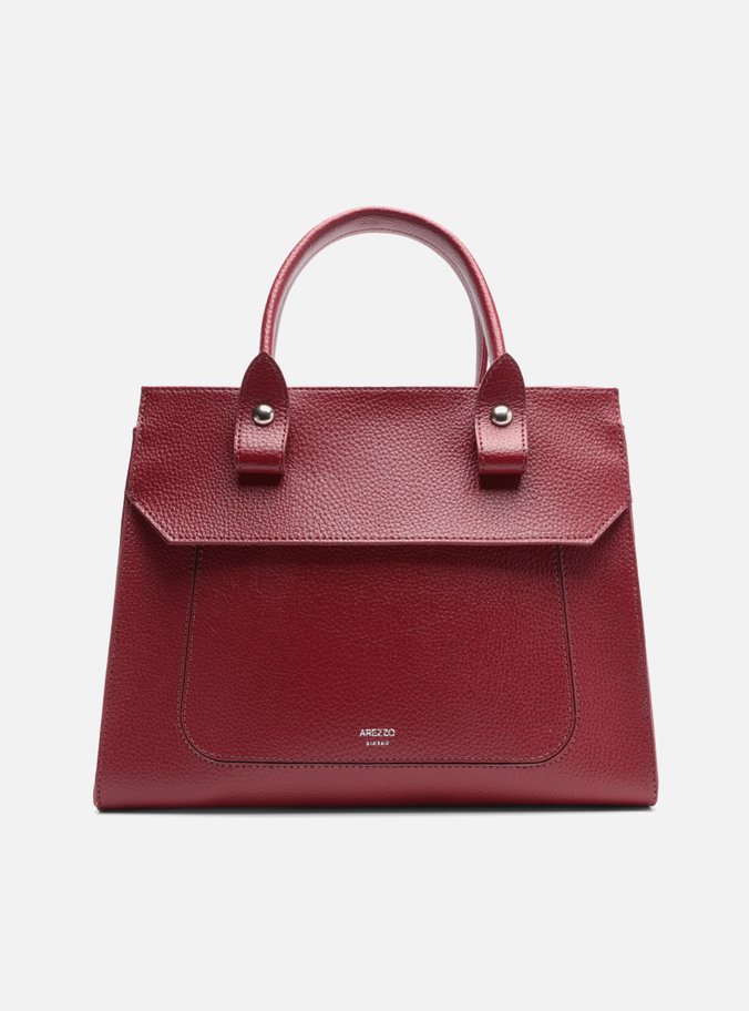 Bolsa Tote Bordô Grande Detalhe Camurça