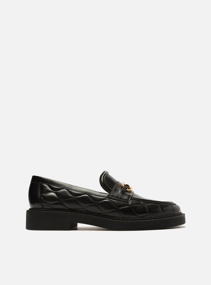 Mocassim Preto Couro Matelassê Clara