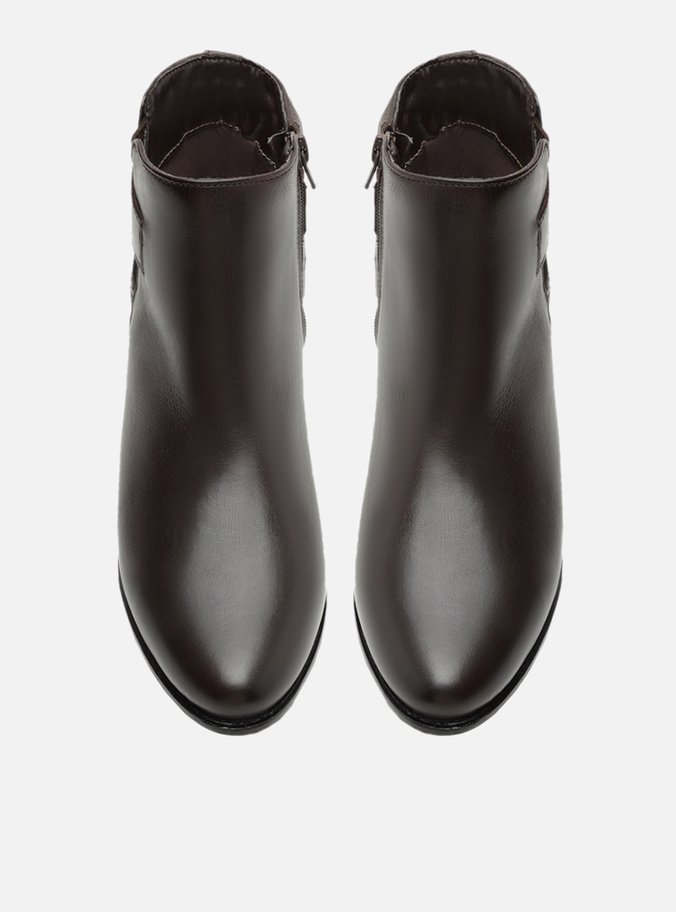 Bota Marrom Couro Cano Curto Matelassê