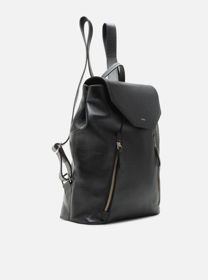 Mochila Preta Couro Grande Bolsos