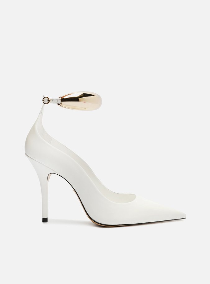 Scarpin Branco Couro Salto Alto