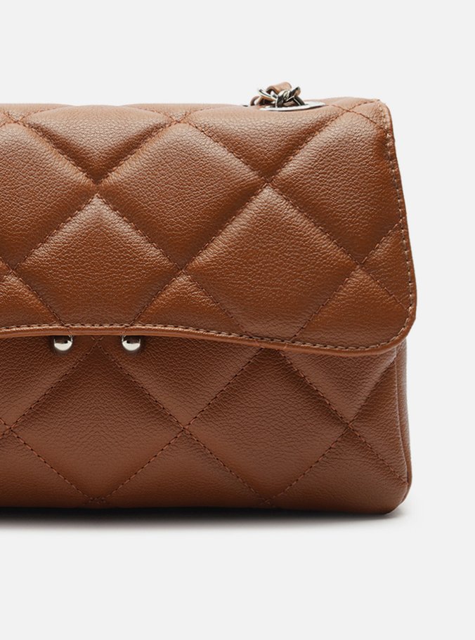 Bolsa Tiracolo Marrom Caramel Couro Mizz Média