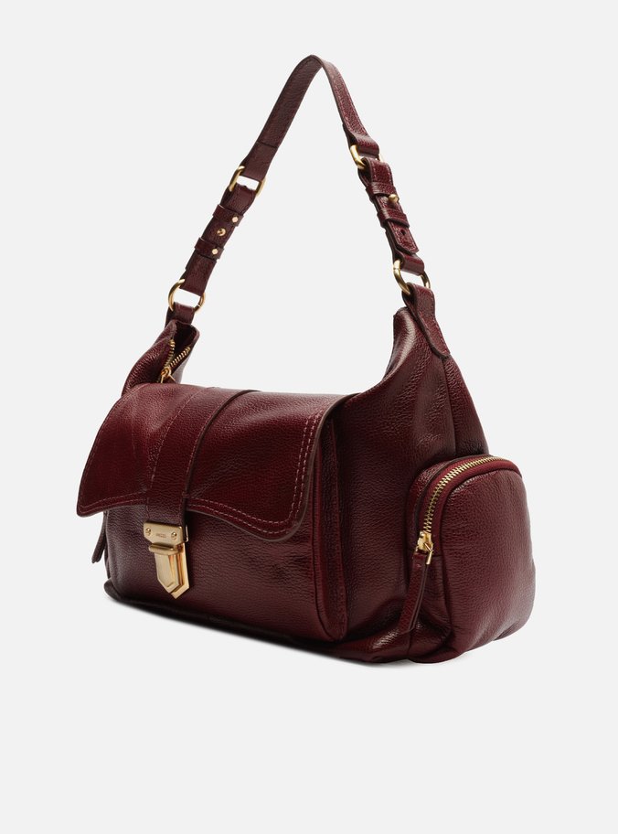 Bolsa Hobo Vermelha Couro Grande Bolsos