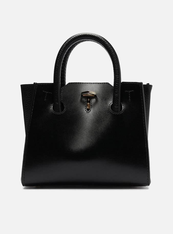 Bolsa Tote Preta Couro Pequena Olie
