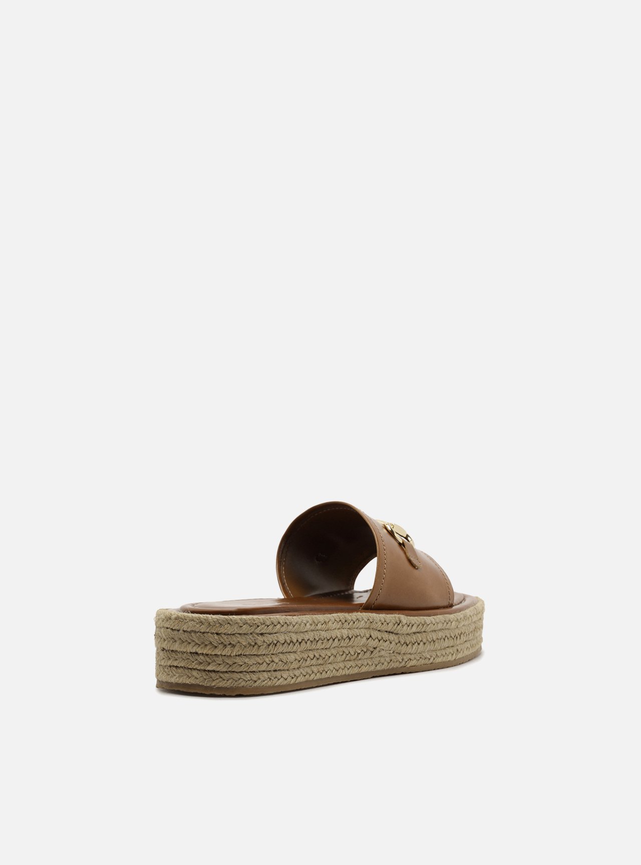 Tamanco Marrom Couro Flatform Corda Bridão — foto 3