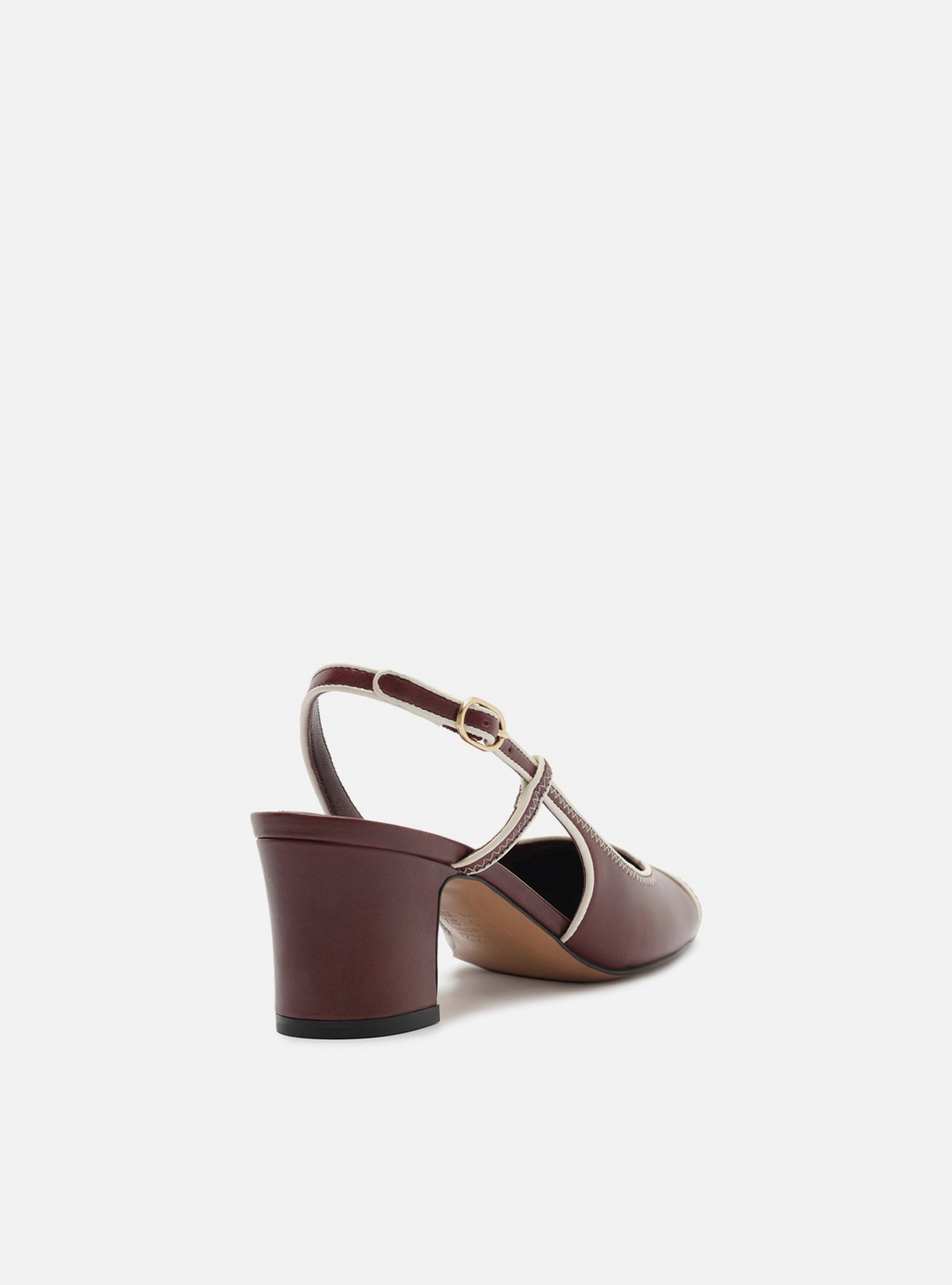 Scarpin Bordô Salto Bloco Fivela Slingback — foto 3