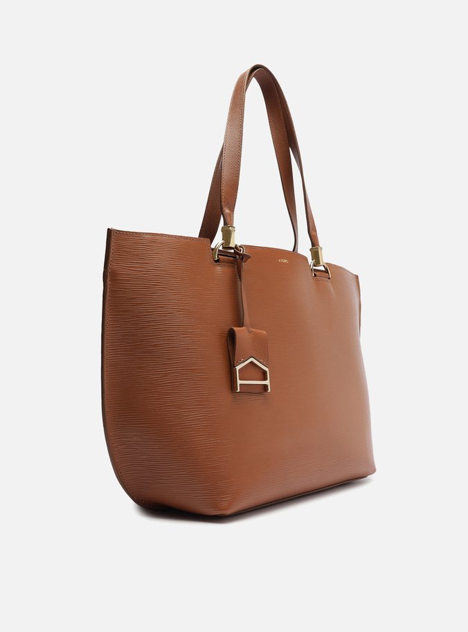 Bolsa Shopping Marrom Couro Abraccio Grande