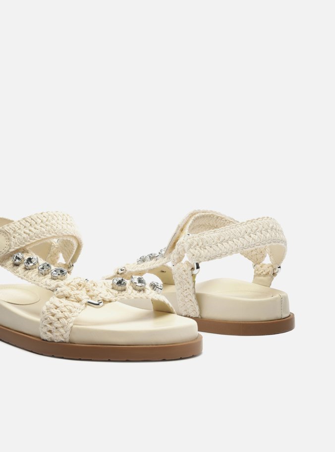 Sandália Off-White Flatform Bordada Mykonos