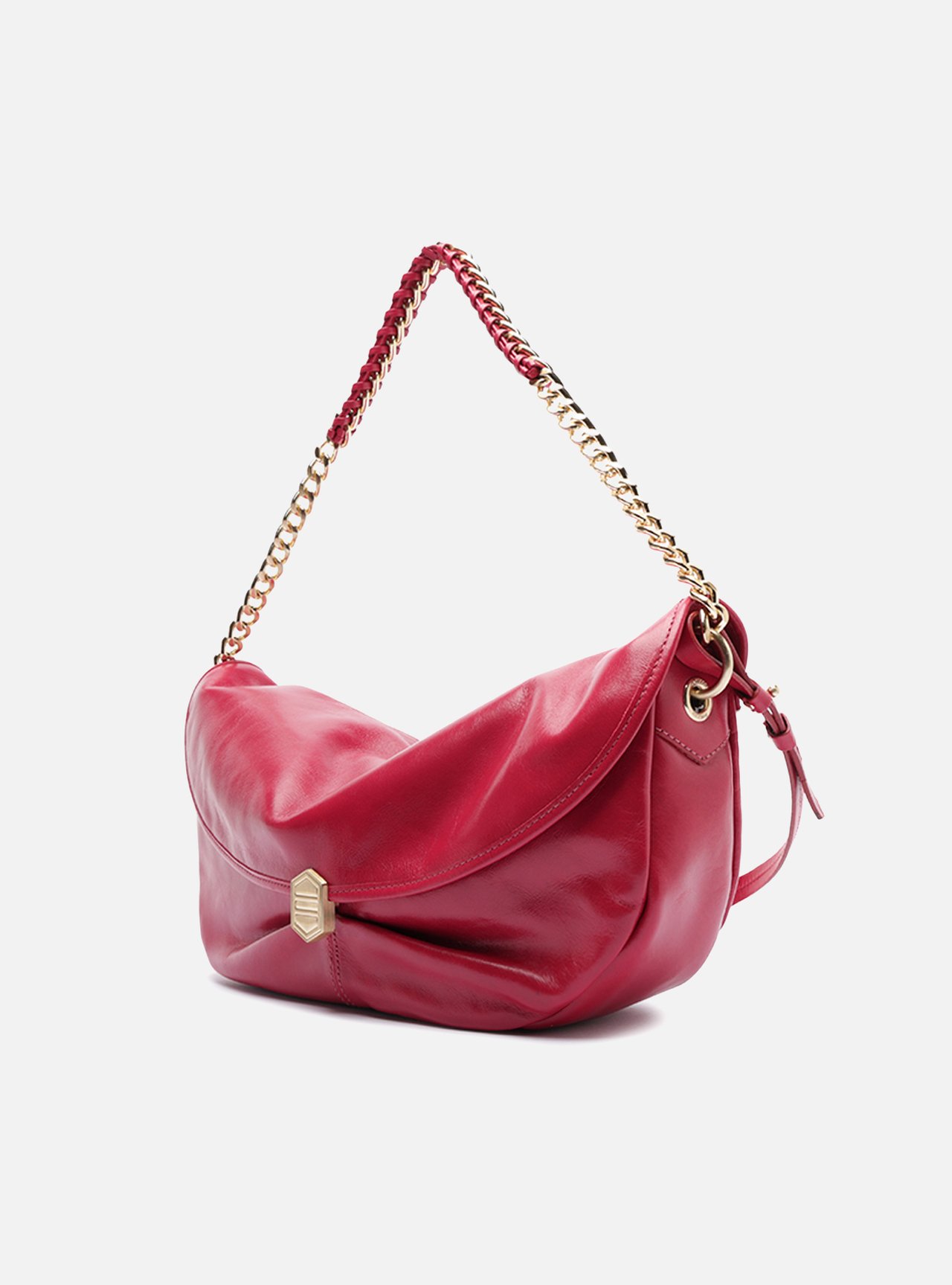 Bolsa Tiracolo Vermelha Couro Metais — foto 2