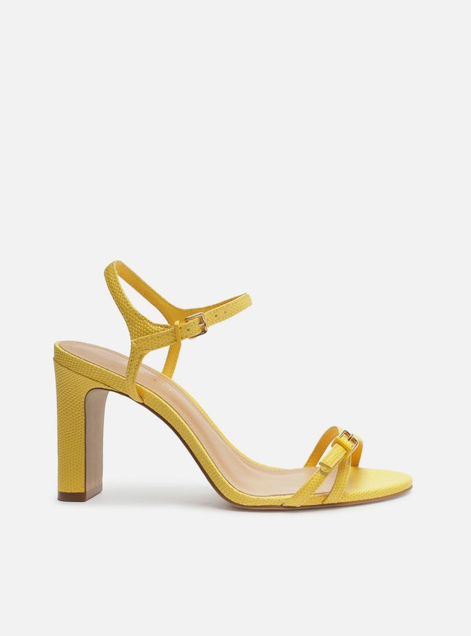 Sandália Amarela Salto Médio Bloco