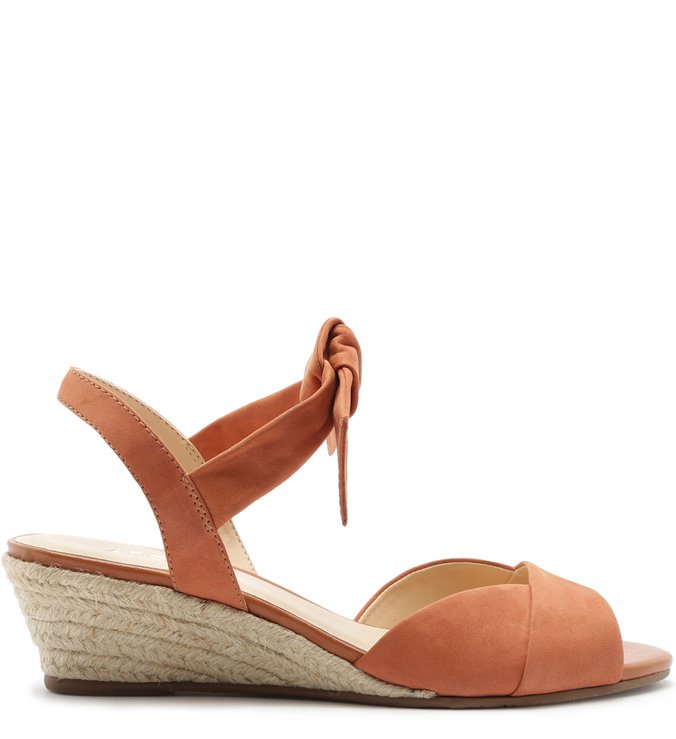 Sandália Anabela Nobuck Lace Up Argila Real