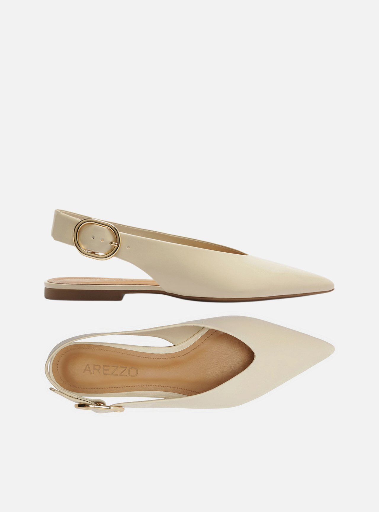 Sapatilha Off White Couro Slingback Bico Fino Becca — foto 5