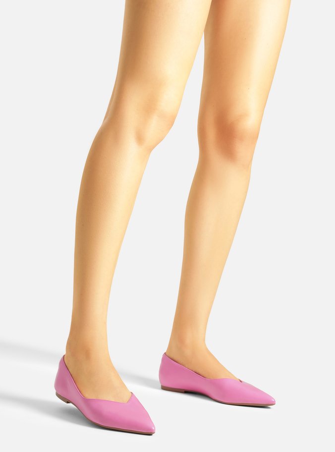 Sapatilha Rosa Couro Bico Fino Minimal