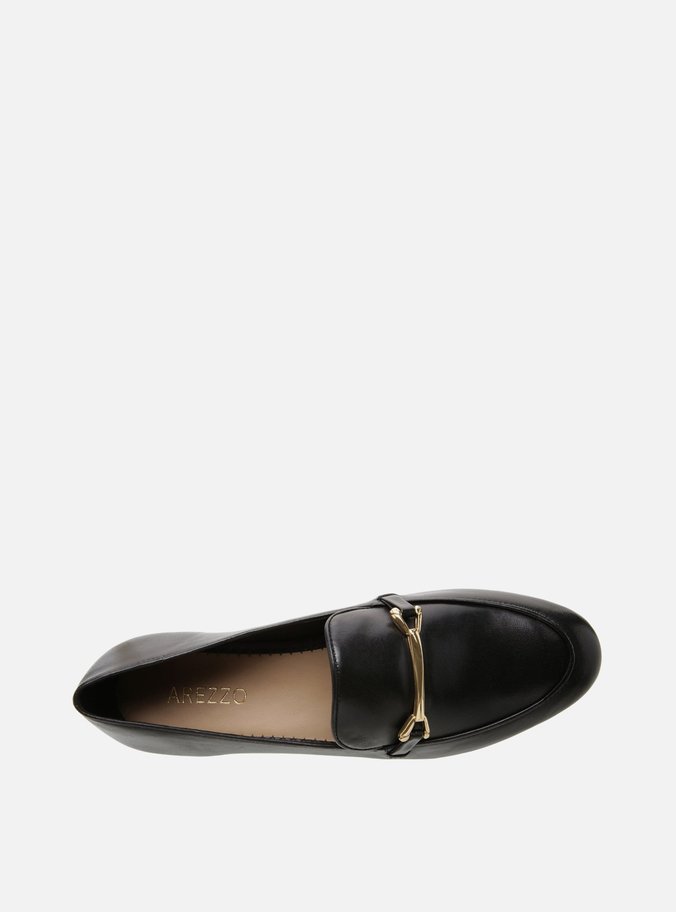 Mocassim Couro Rasteiro Fivela Preto