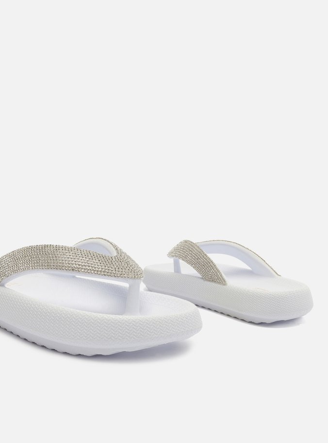 Chinelo de Dedo Branco Kioto Strass