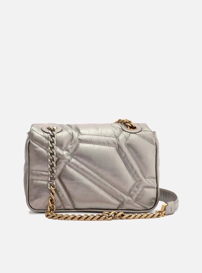 Bolsa Tiracolo Prata Couro Emma Sporty Média