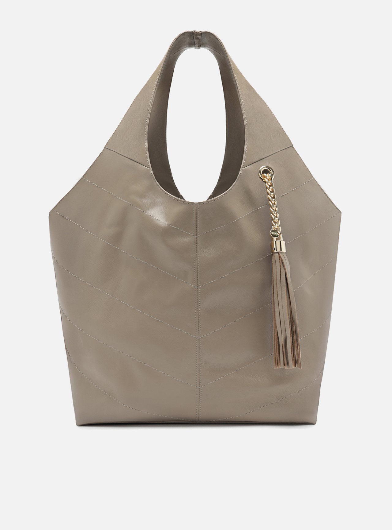 Bolsa Hobo Cinza Couro Ísis Grande — foto 1