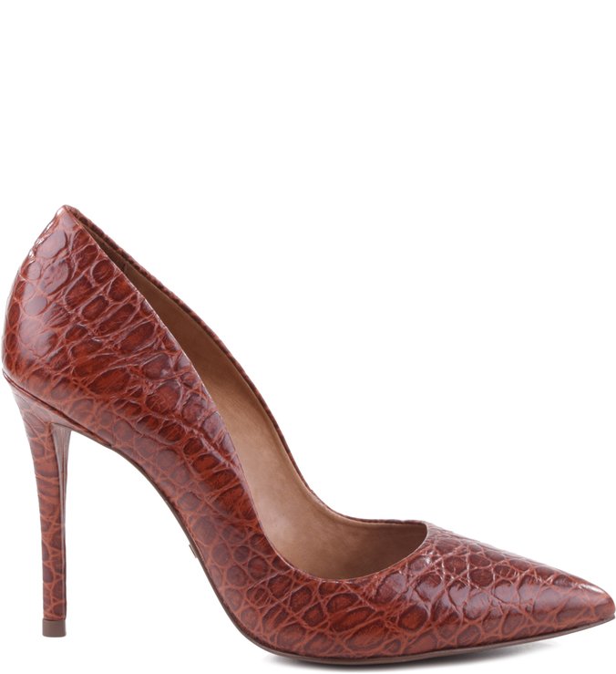 Scarpin Clássico Croco Canela