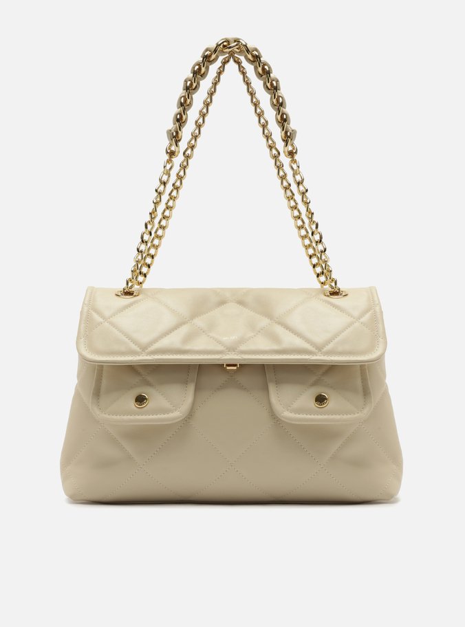 Shoulder Branca Couro Matelassê Grande Bolsos